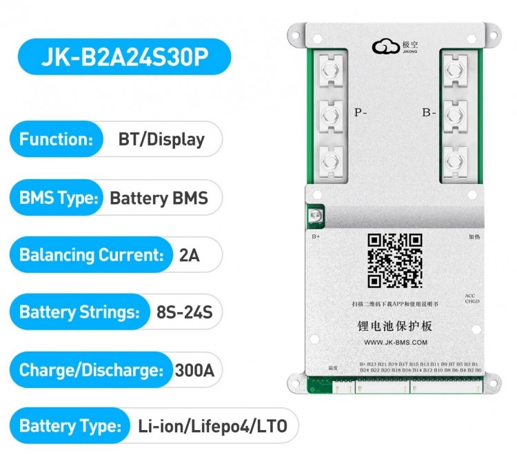 BMS JIKONG Smart JK-B2A24S30P-C 8S-24S, BT, CAN, active balance 2A, 300A фото 1 &mdash; sim03.shop